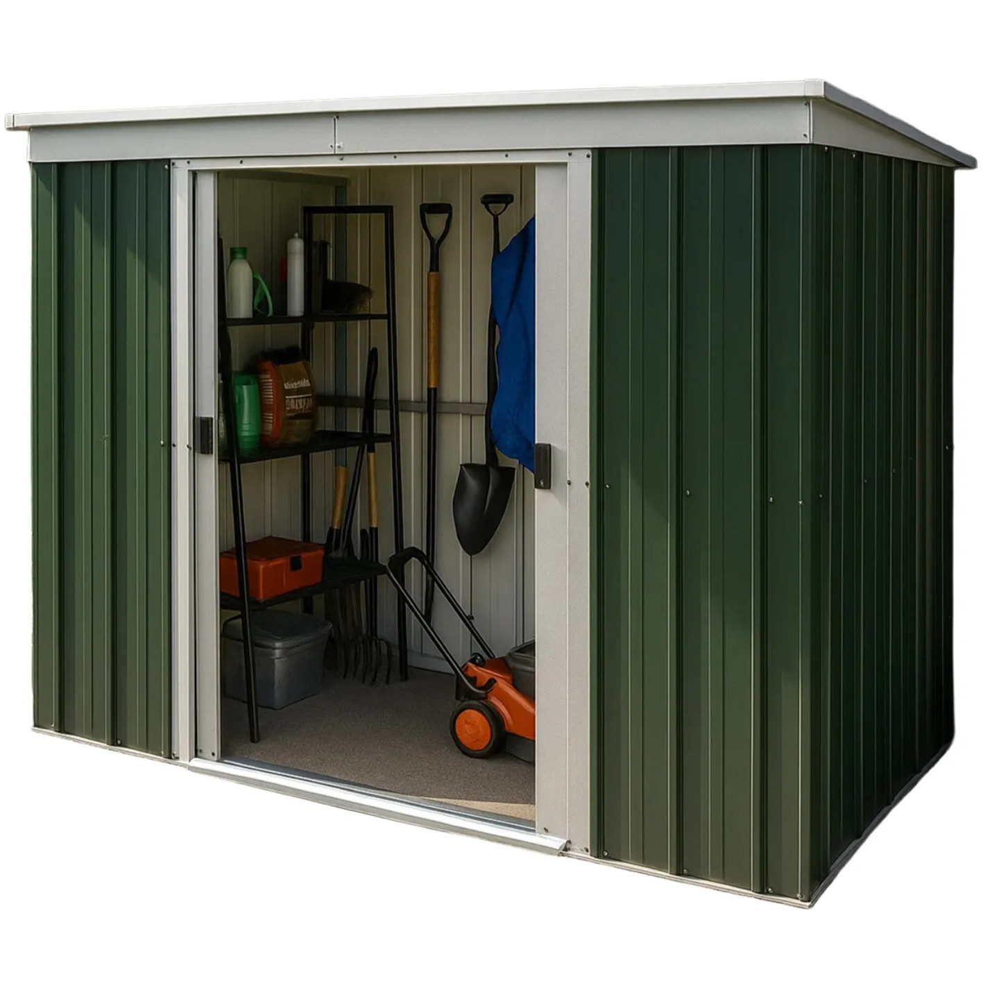 Abri de jardin métal vert Yardmaster 2,3 m² + kit d'ancrage