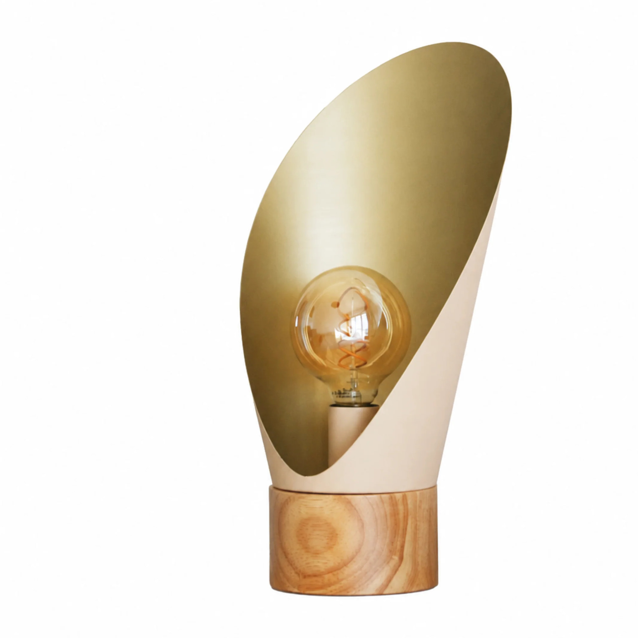 Lampe à poser en métal crème et bois H44 cm - Spoon