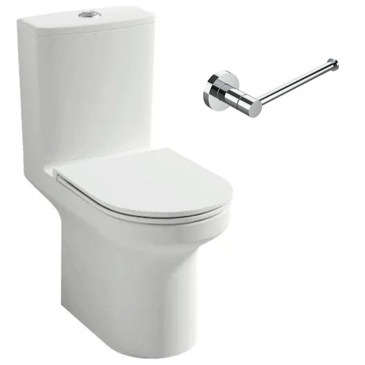 Pack WC au sol blanc sans bride Elite avec abattant extraplat fermeture douce avec porte-rouleau classique