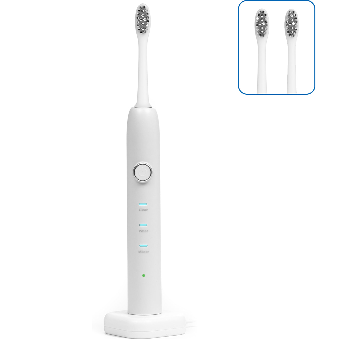 Cepillo de dientes eléctrico con batería recargable y cabezal. Carga inalámbrica inductiva.