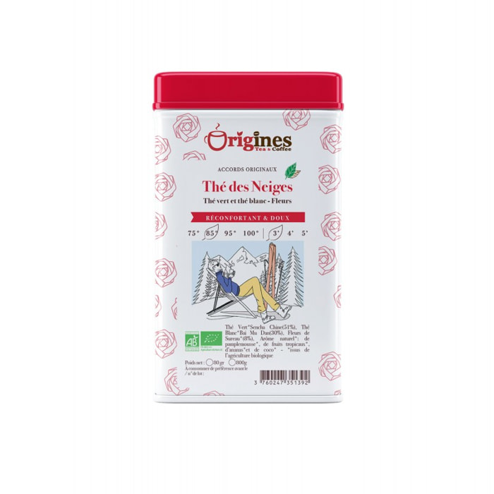Thé Vert et Blanc Bio Thé des neiges - Chine - Boîte Métal 80g