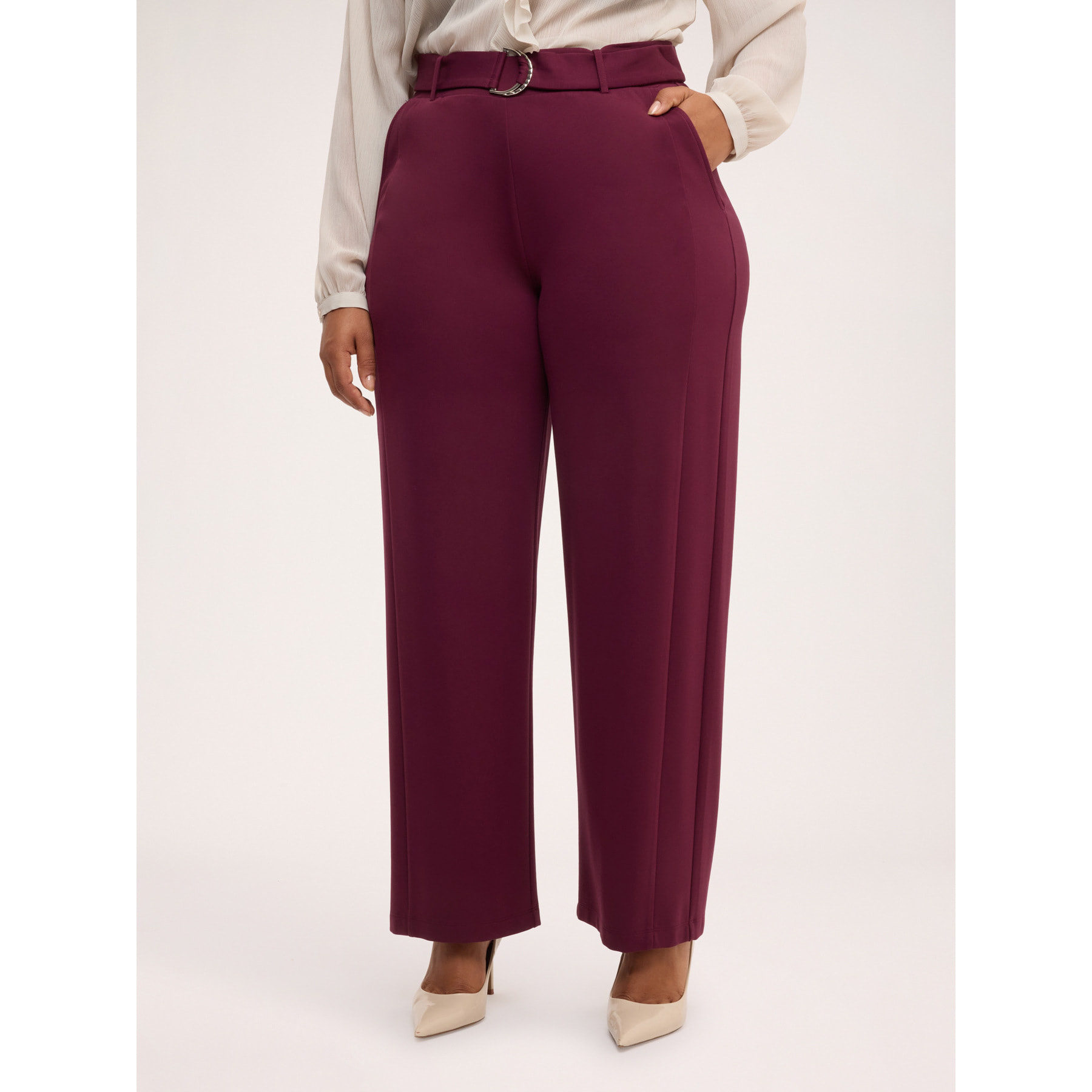 Fiorella Rubino - Pantaloni Wide Leg con cintura ad anello - Bordeaux