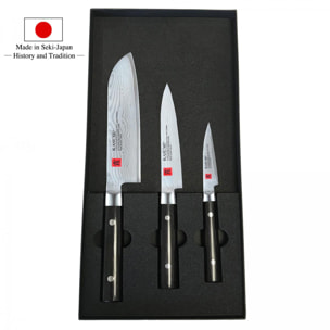 Coffret 3 couteaux japonais Kasumi Damas Santoku-Utility-Office