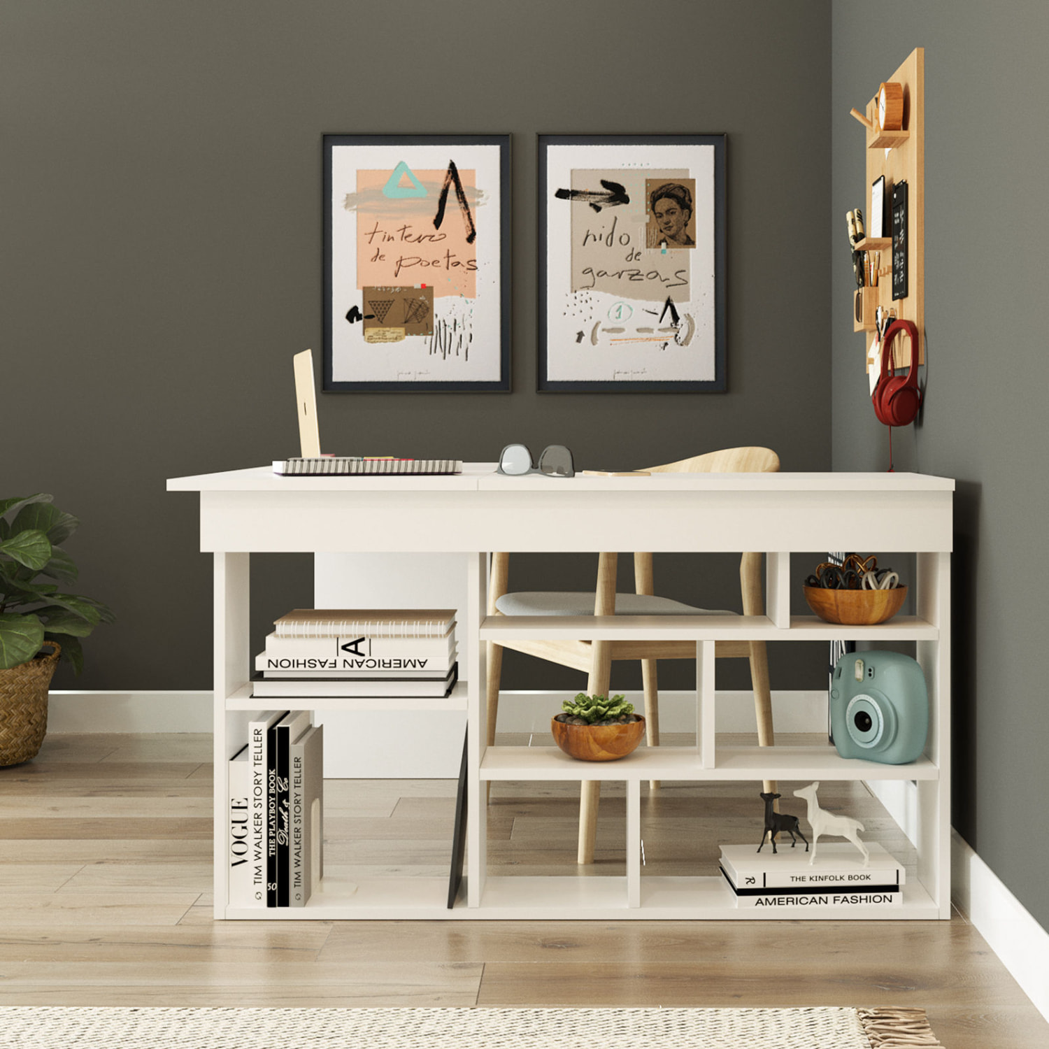 Bureau d'angle 120x130cm avec rangements blanc BRUGUES