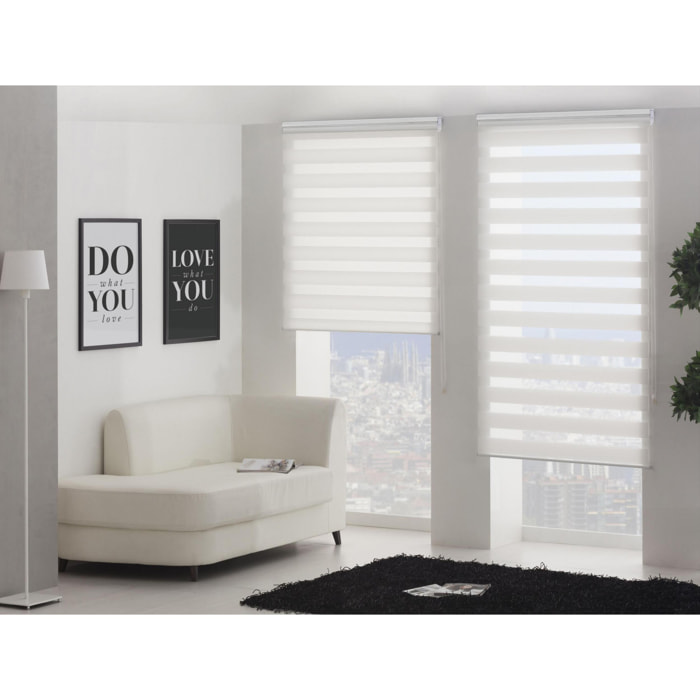 Estor noche y Día bicolor con tejido doble y cadena manual VELIRA CREMA PURLINE  W