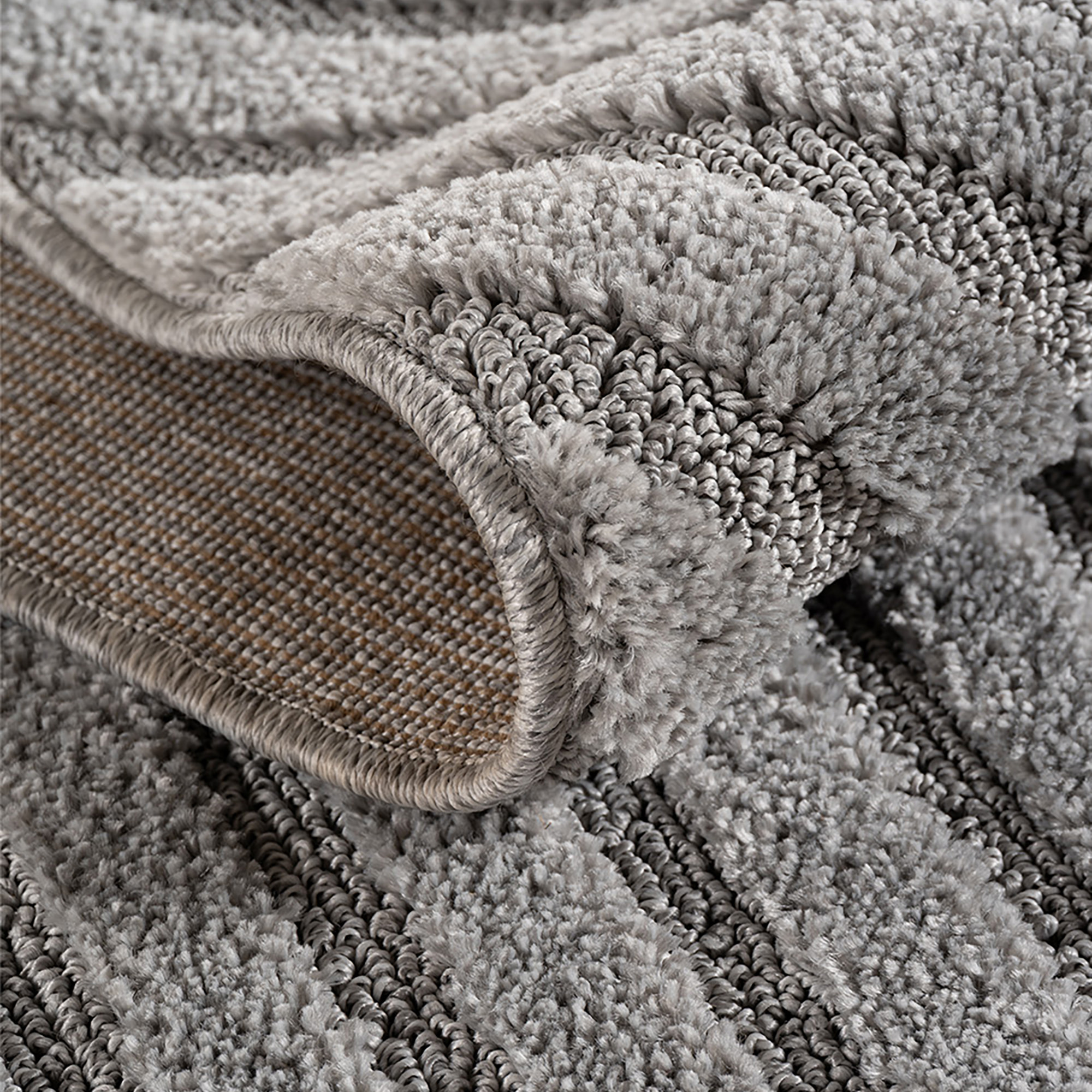 TURIN - Tapis rond moderne à motif arc en relief gris