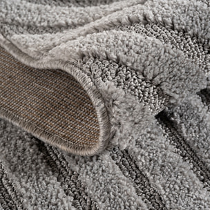 TURIN - Tapis rond moderne à motif arc en relief gris