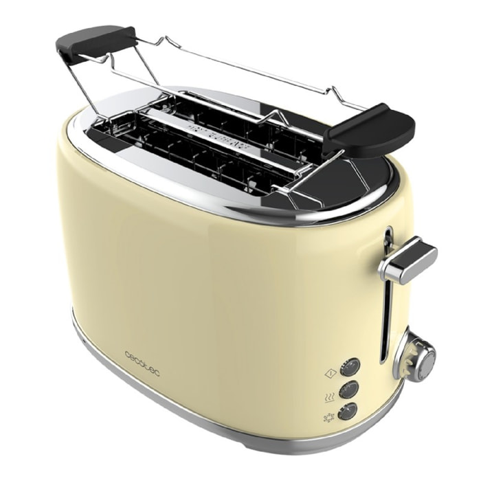 Cecotec Grille-pain vertical Toast&Taste 1000 Retro Double Beige