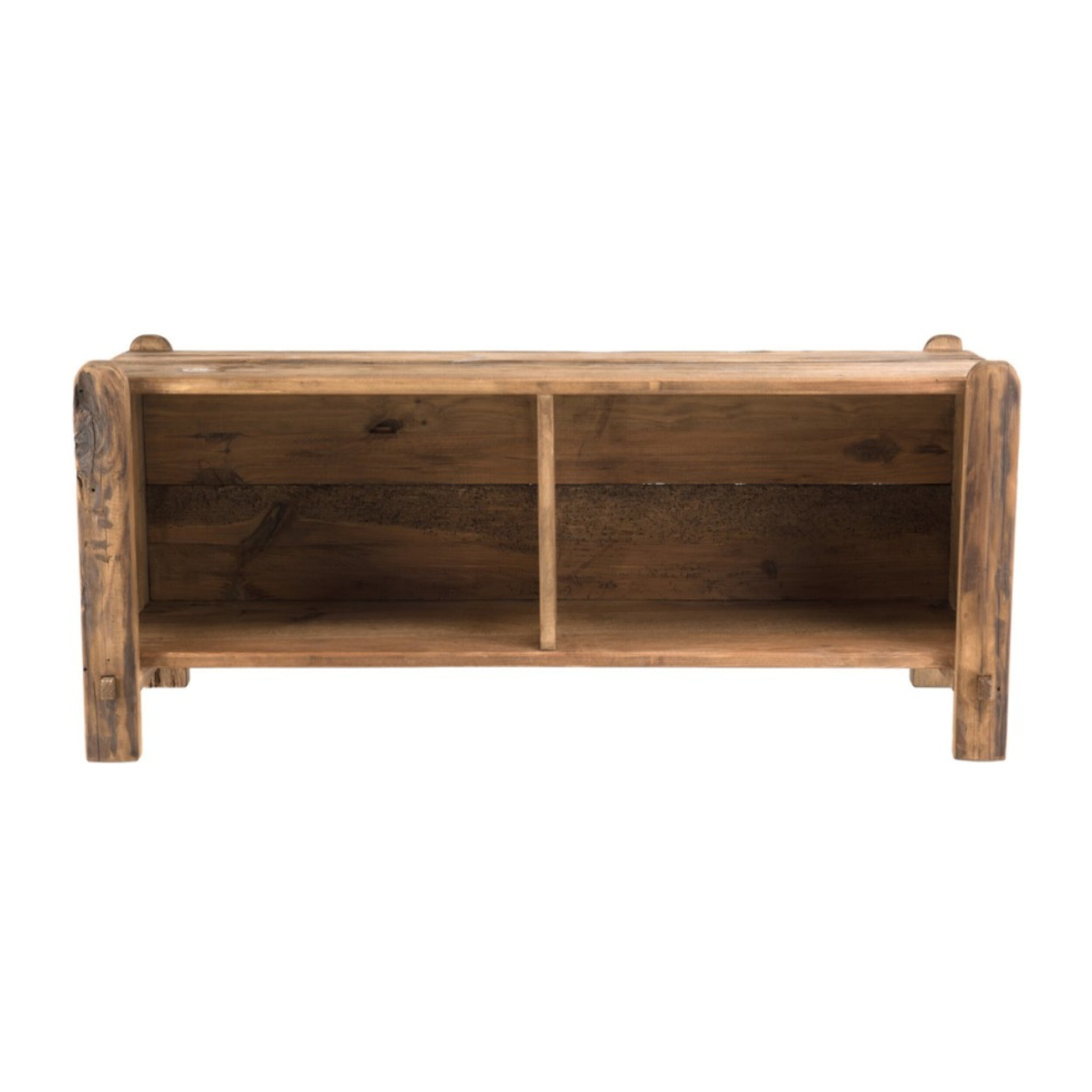 SANDY - Étagère 2 niches / Rangement chaussures marron bois Pin recyclé