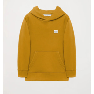 Sudadera orgánica de capucha y bolsillos ocre Neutrals kids con logo