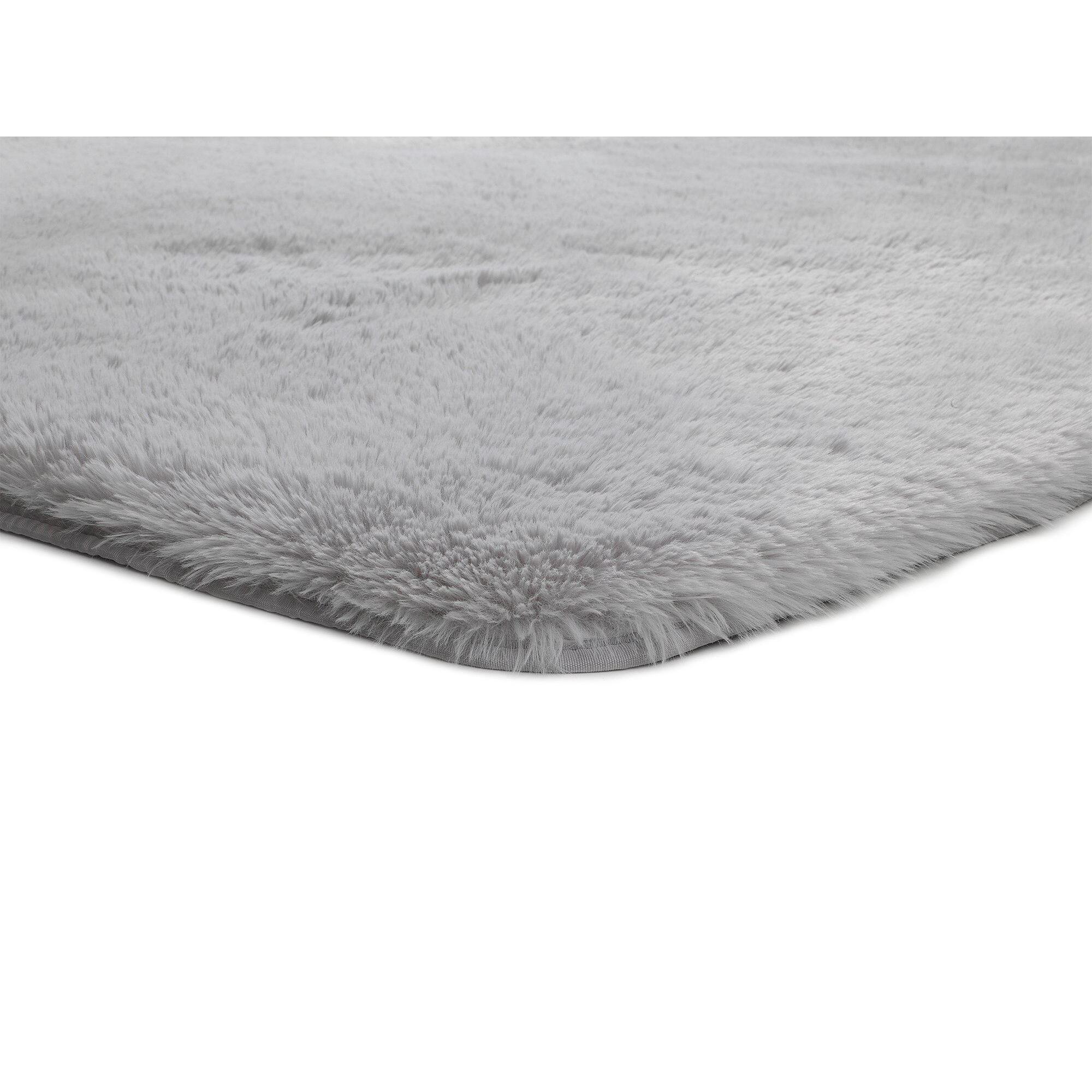 ALPACA Alfombra shaggy lisa en color plata, varias medidas disponibles