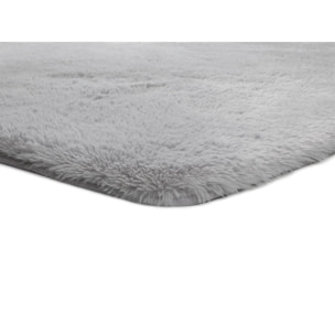 ALPACA Alfombra shaggy lisa en color plata, varias medidas disponibles
