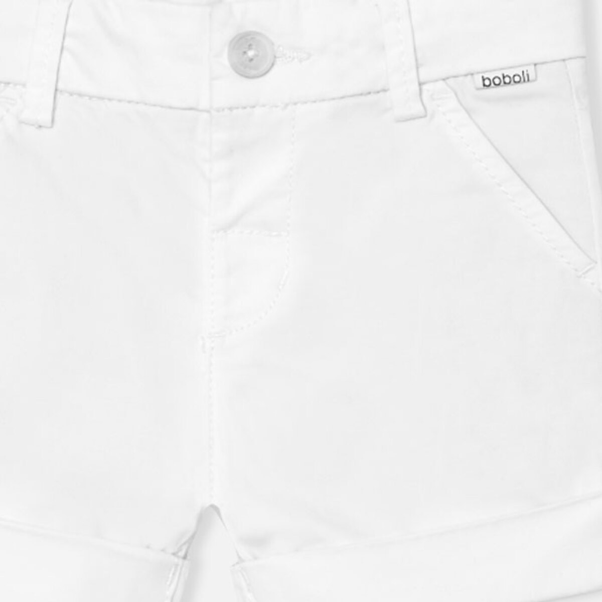 Bermudas niÃ±o, satÃ©n estampado liso, blanco