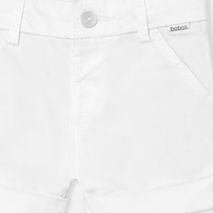 Bermudas niÃ±o, satÃ©n estampado liso, blanco