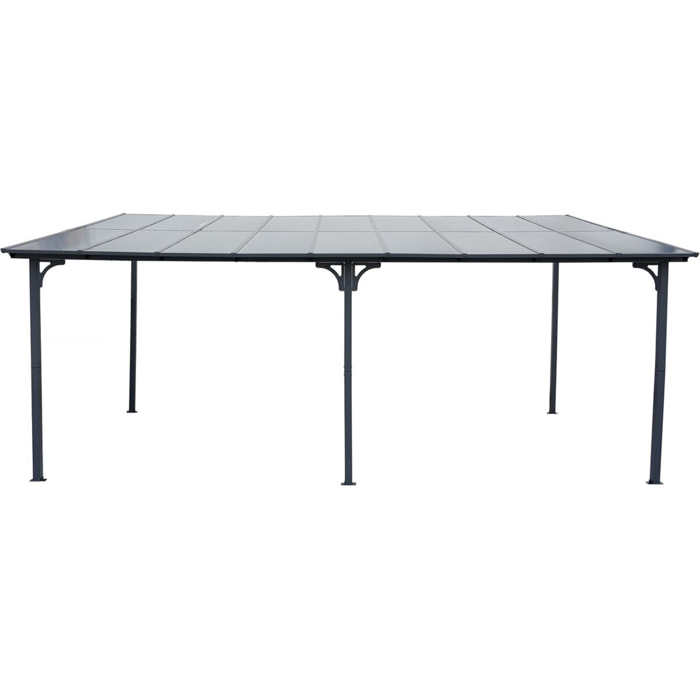 Pergola tonnelle adossée "Marvin" - 5.5 x 3 m - 545 x 298 x 243 cm - Gris foncé