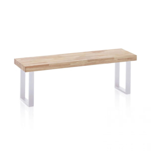 Banco de madera con patas metálicas en blanco y roble salvaje 120x34 cm Loft Roble salvaje - Blanco
