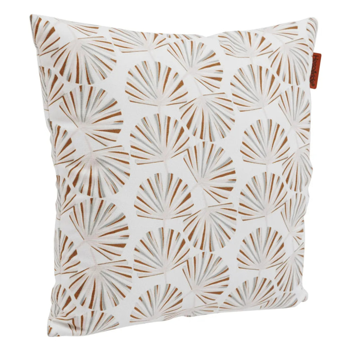 Coussin déco d extérieur "Fylie" vert de gris & camel 40x40cm en polyester
