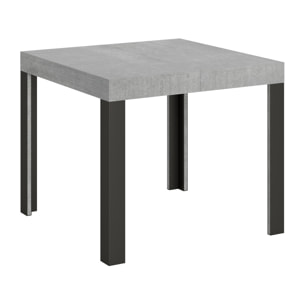 Table Linea Extensible Dessus Ciment 90x90 Allongée 246 cadre Anthracite