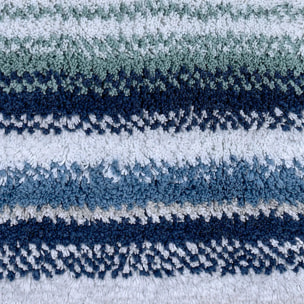 Tapis de bain pur coton 2000 g/m² rayé bleu Venice bleu