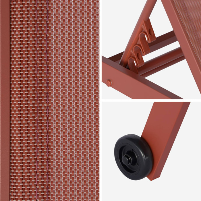 Bain de soleil aluminium multi positions à roulettes (lot de 2) ELSA