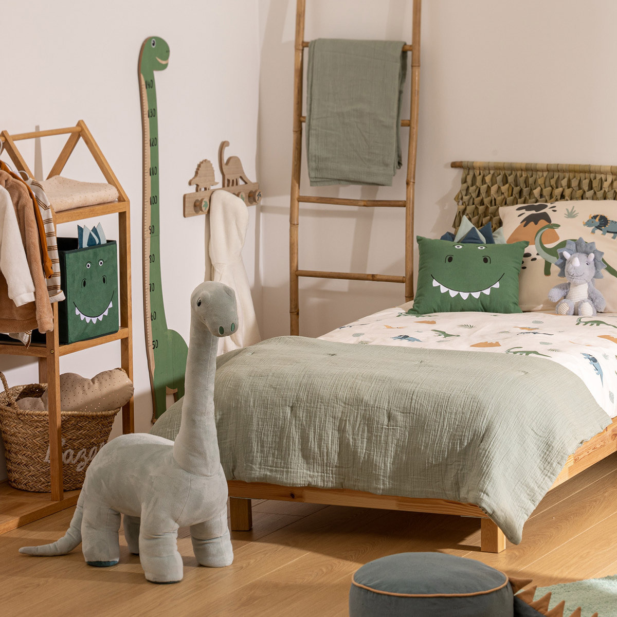Boîte de rangement "Dinosaure" H29cm vert foncé