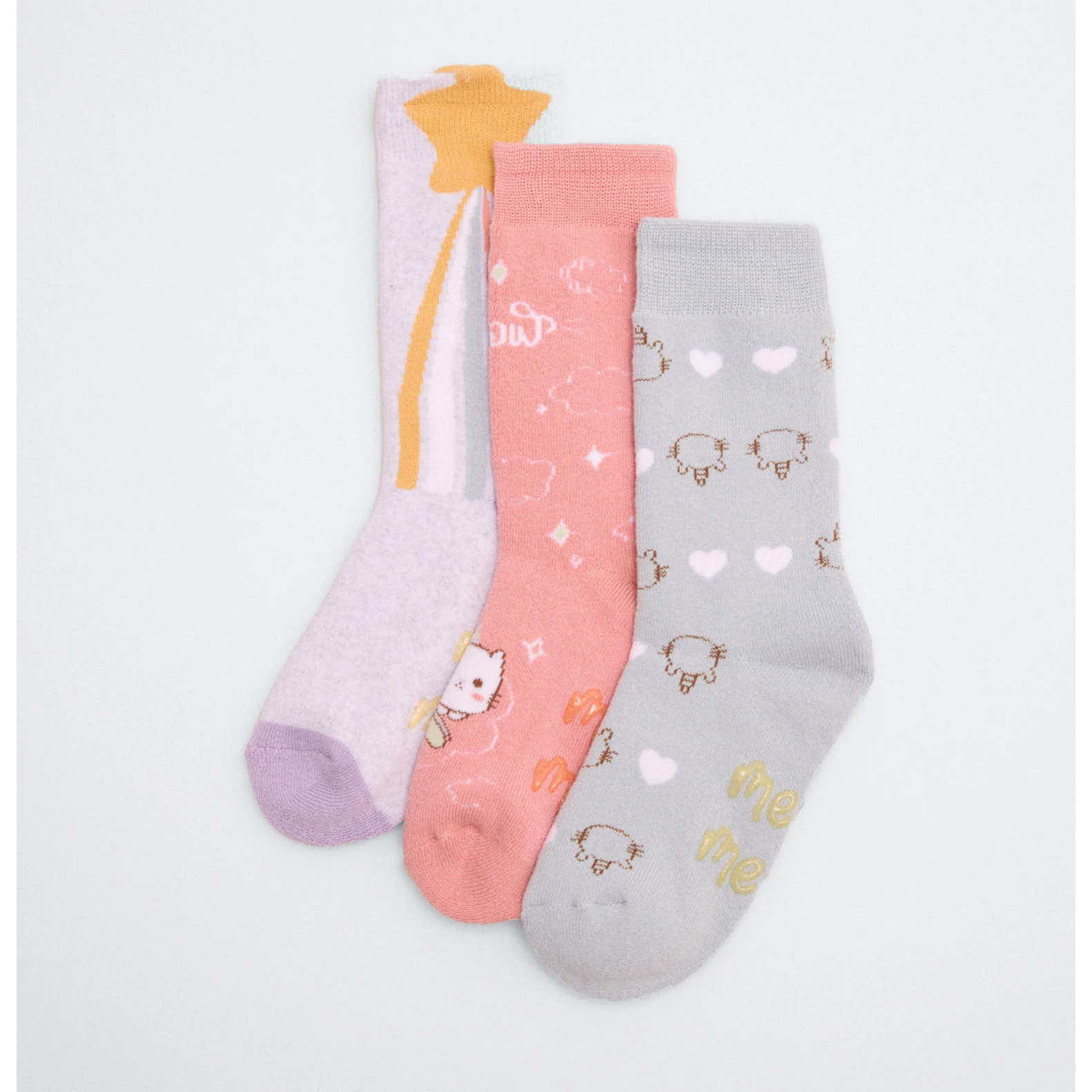 Confezione da 3 calzini termici antiscivolo per bambini Meow