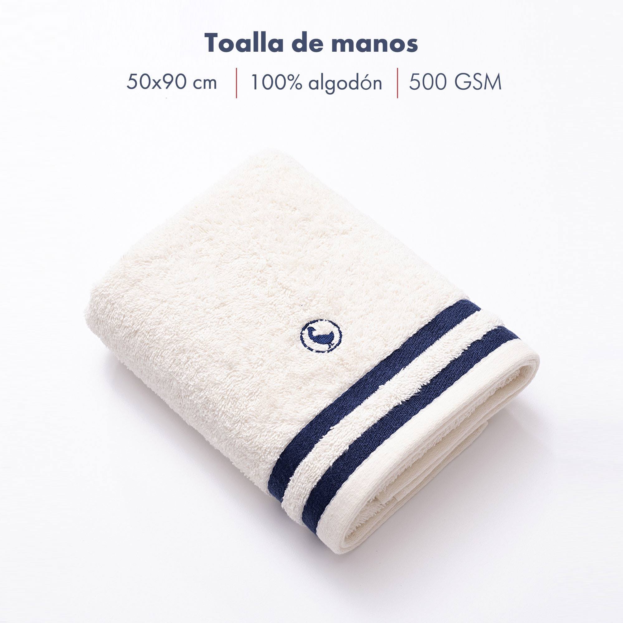 Set de 4 toallas de baño (2x toalla manos 50x90cm + 2x toalla ducha 70x140cm) 100% algodón 500gsm blanco crudo el ganso