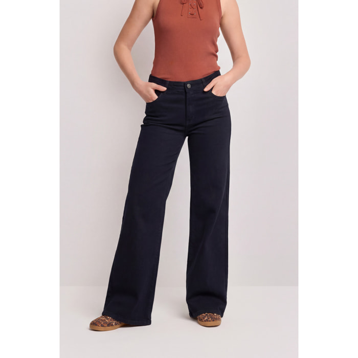 Kocca - Pantaloni in cotone taglio flare Donna, Tinta unita