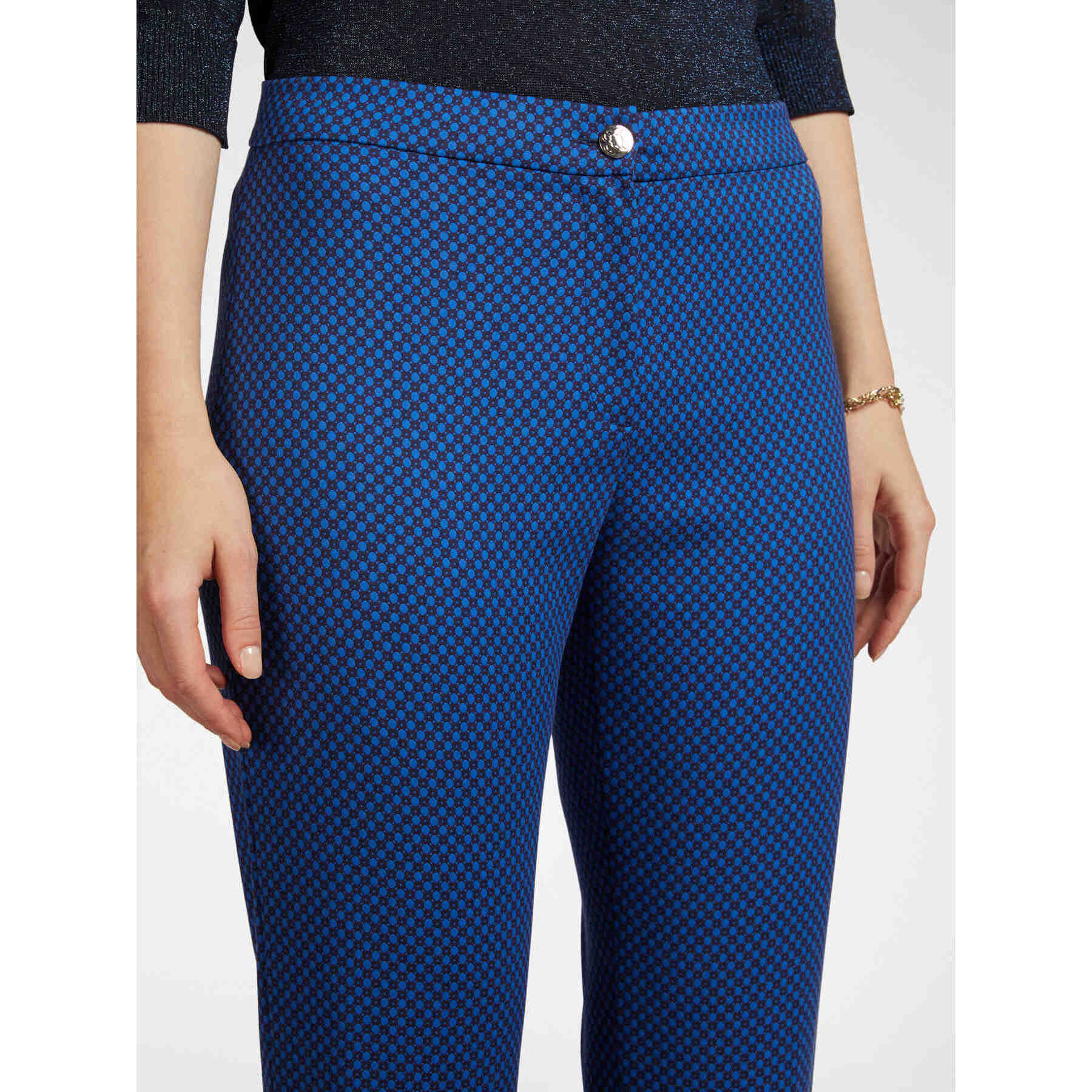 Elena Mirò - Pantaloni dritti in tessuto jacquard - Bluette