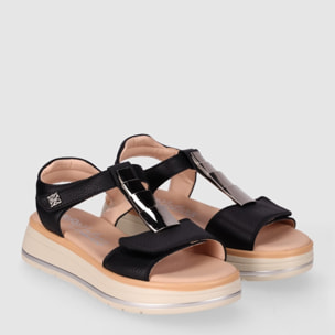 Sandalias de Piel - Negro - Tacón: 5 cm