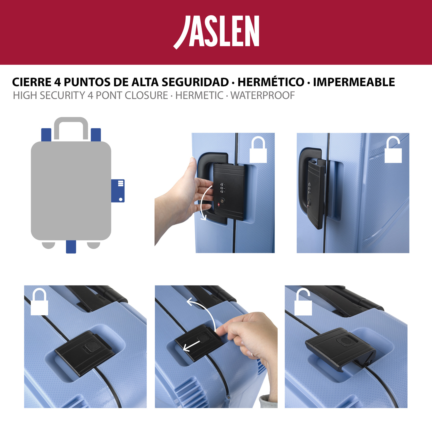 Juego De Maletas Rígidas Pp Jaslen Orleans Azul