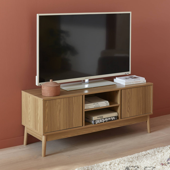 Meuble TV décor bois 2 portes L 120 x l 39 H 48cm - Dune