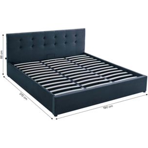 Lit coffre avec tête de lit en velours - TINA