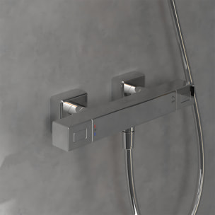 Mitigeur douche thermostatique Universal rectangle + Ensemble de douche Verve Showers chromé