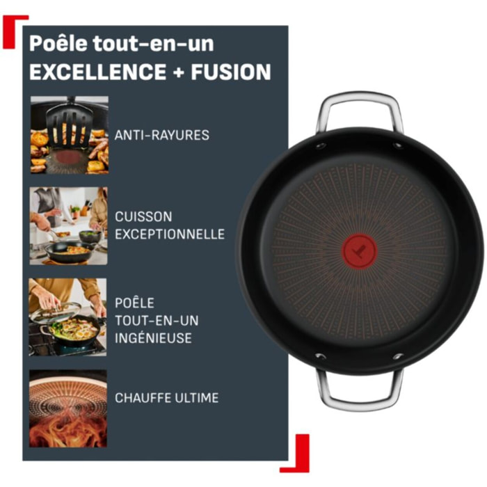 Sauteuse TEFAL 28cm Excellence + avec couvercle