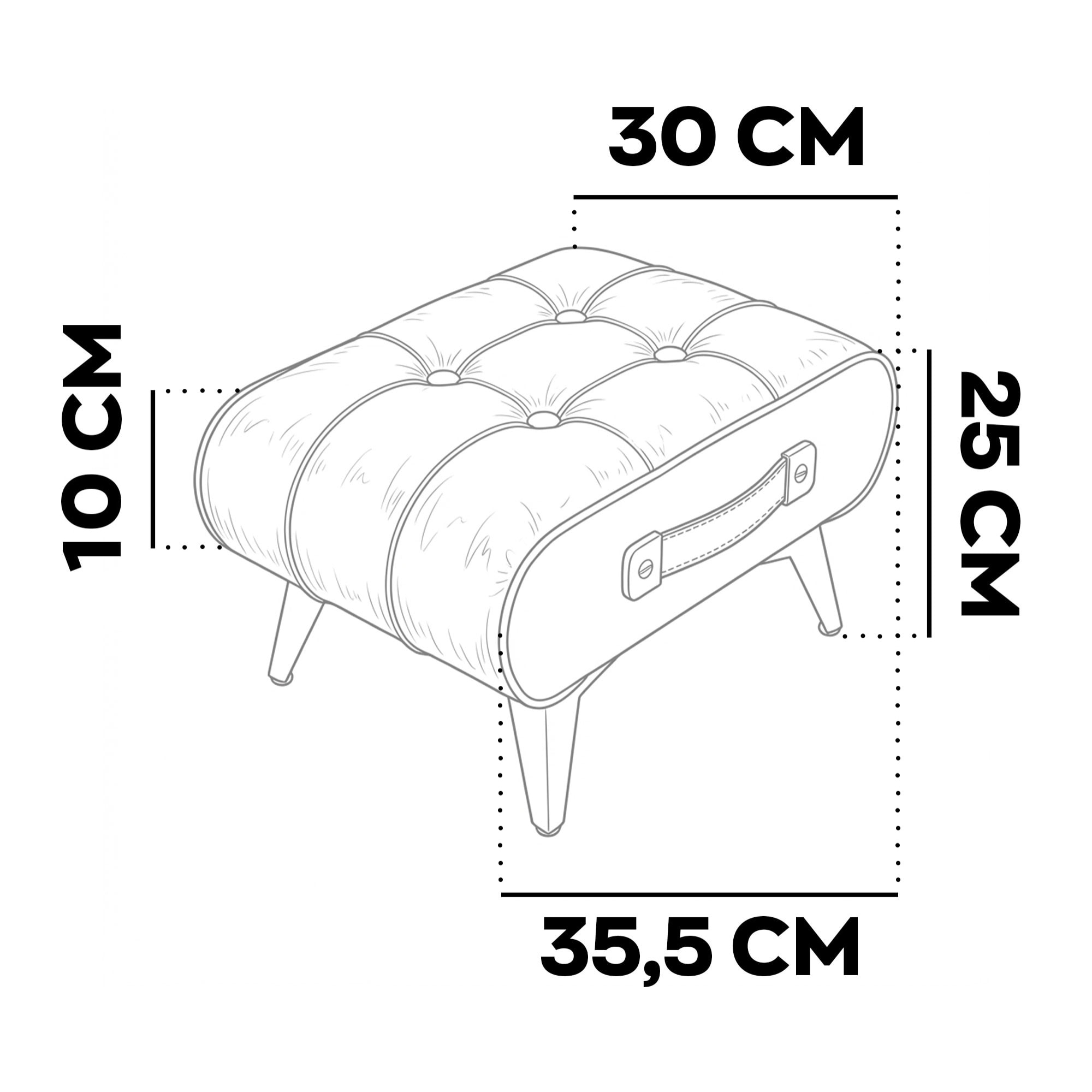 Kumo - Sgabello Pouf Ottomano Moderno 35,5x25x30 cm Poggiapiedi in Similpelle Cuoio