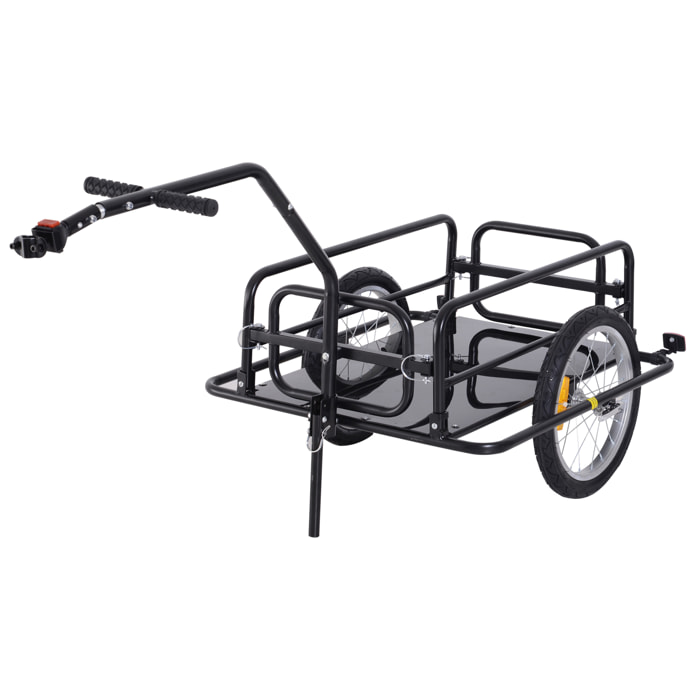 Remorque vélo remorque de transport pour vélo 155L x 71,5l x 77H cm barre d'attelage universelle pliable acier noir