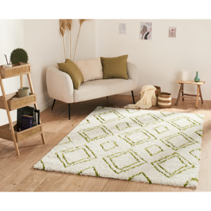 Terra - tapis shaggy de salon en laine artificielle vert prairie