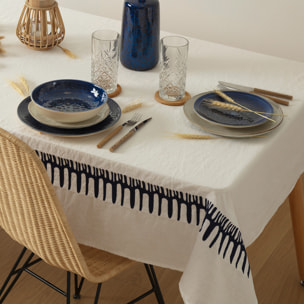 Nappe broderie "Lizandro" coton et lin 150x300cm blanc