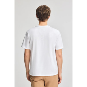 Camiseta blanca de algodón flamé y bordado Rigby Go