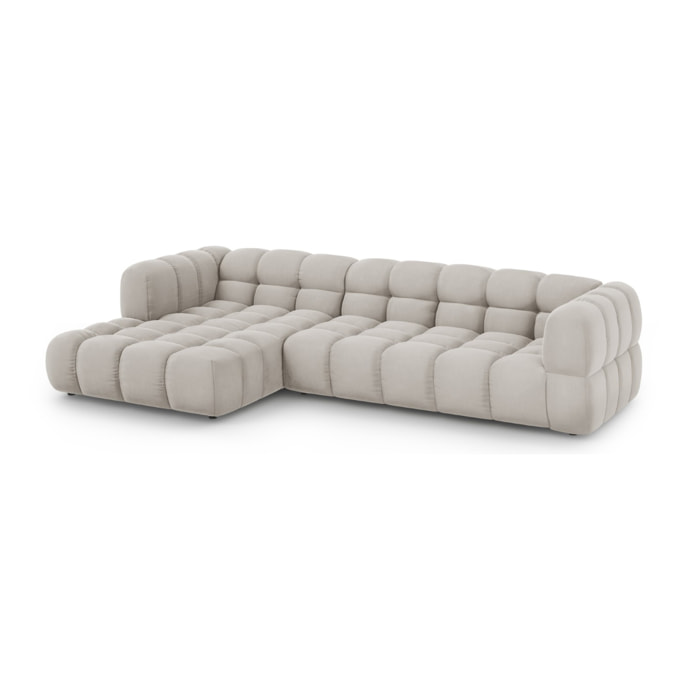 Canapé d'angle gauche modulable "Sky" 4 places en velours beige clair