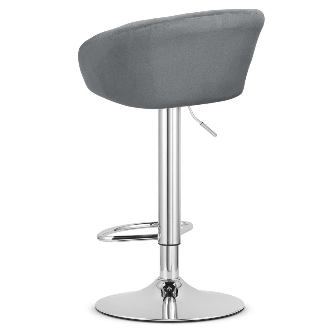 Sgabello da bar East in velluto grigio e base cromata