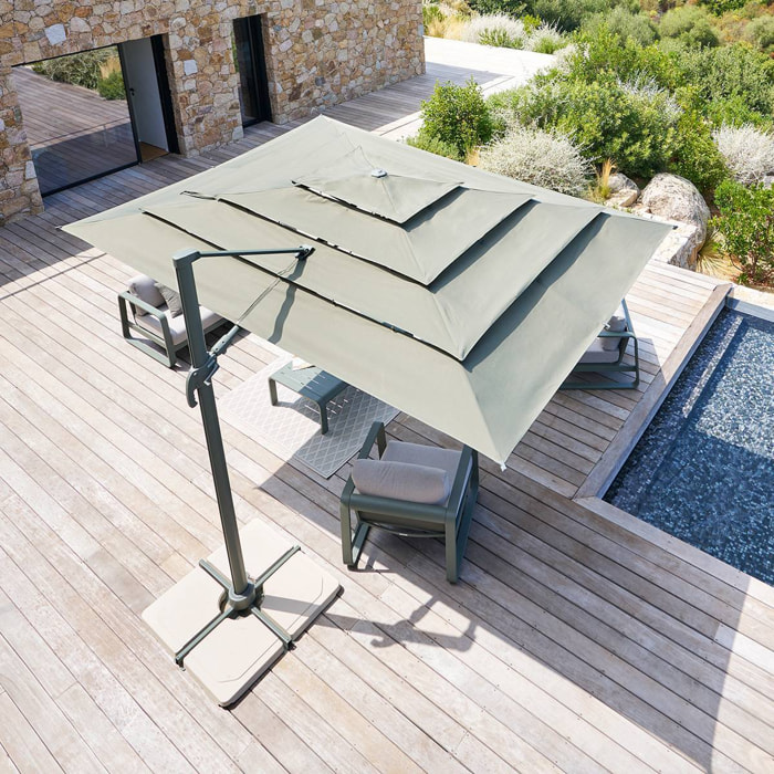 Parasol déporté rectangulaire inclinable Melhia 4x3 m vert laurier