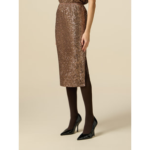 Oltre - Sequin Pencil Skirt - Marrón