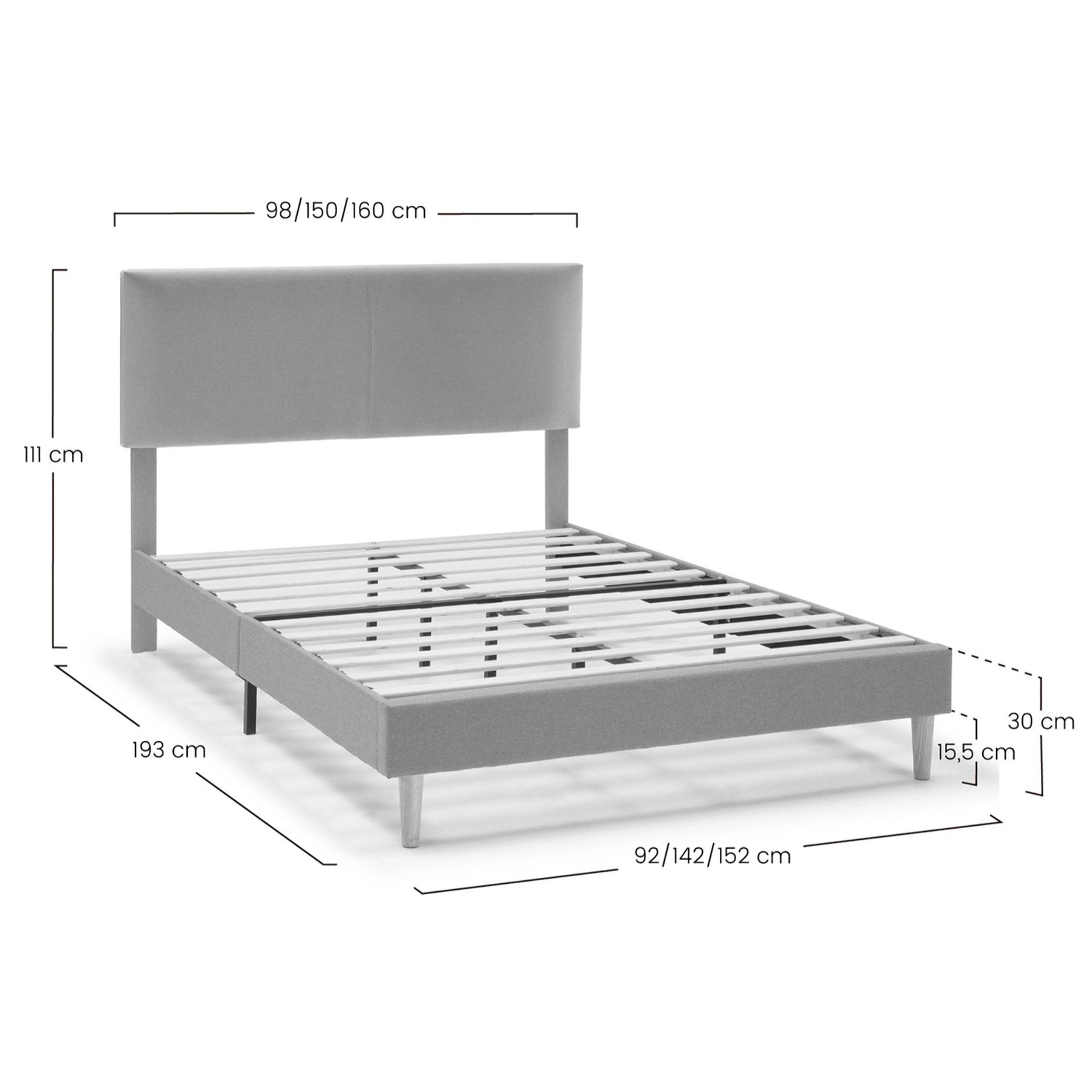 Estructura de cama tapizada Lauren de 30 cm Gris Oscuro