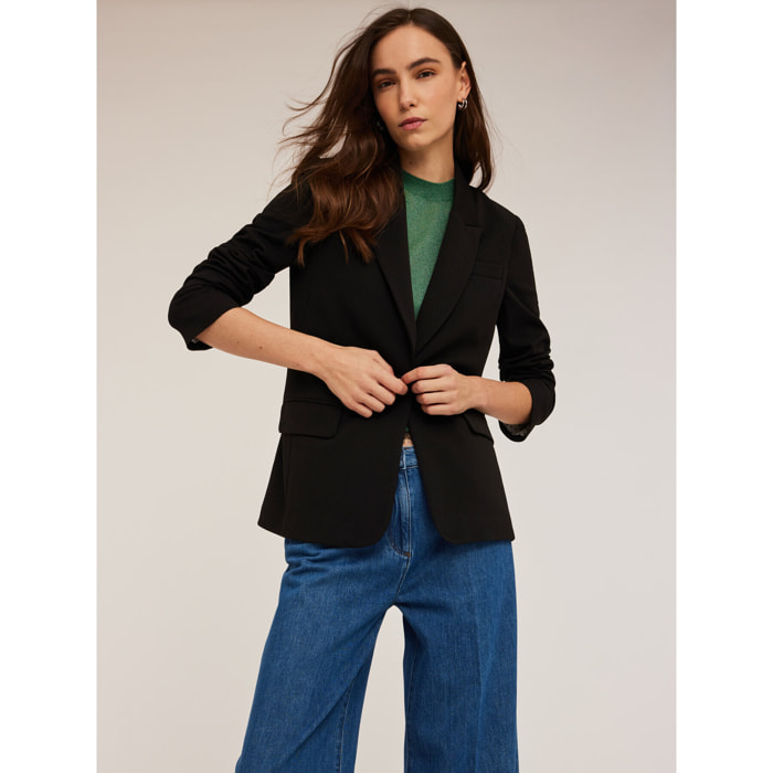 Motivi - Giacca monopetto in tessuto crêpe - Nero