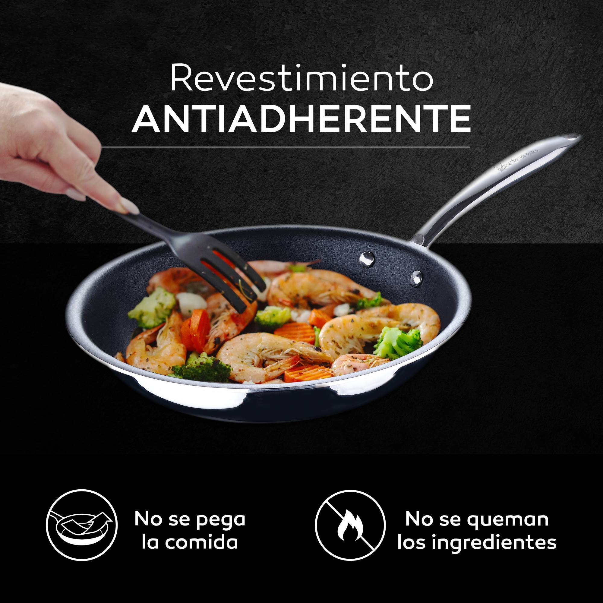 Batería de Cocina de 6 Pzs en acero inoxidable con agarres ergonómicos MasterPRO