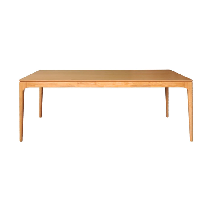 Table à manger rectangulaire naturelle bois d'hévéa et placage frêne 8 places Elena