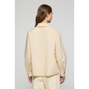 Blusa Solar beige in cotone con particolare ricamato