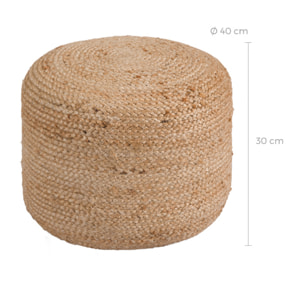 Pouf rond en jute beige D40 cm - Katy